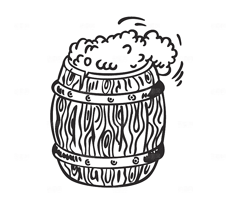 矢量酒桶水桶手绘素材