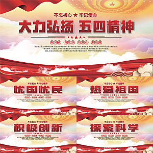 五四精神党建展板
