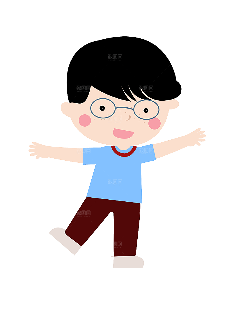 卡通手绘儿童人物运动形象 PNG免抠