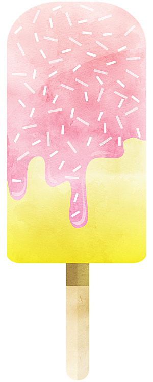卡通夏日风情冰淇淋水果蛋糕美食广告装饰