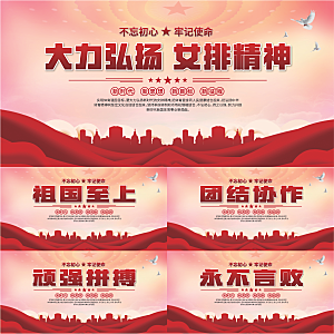 女排精神党建海报