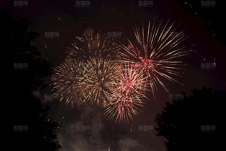 夜晚烟花摄影素材