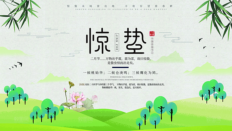 简约小清新唯美惊蛰海报
