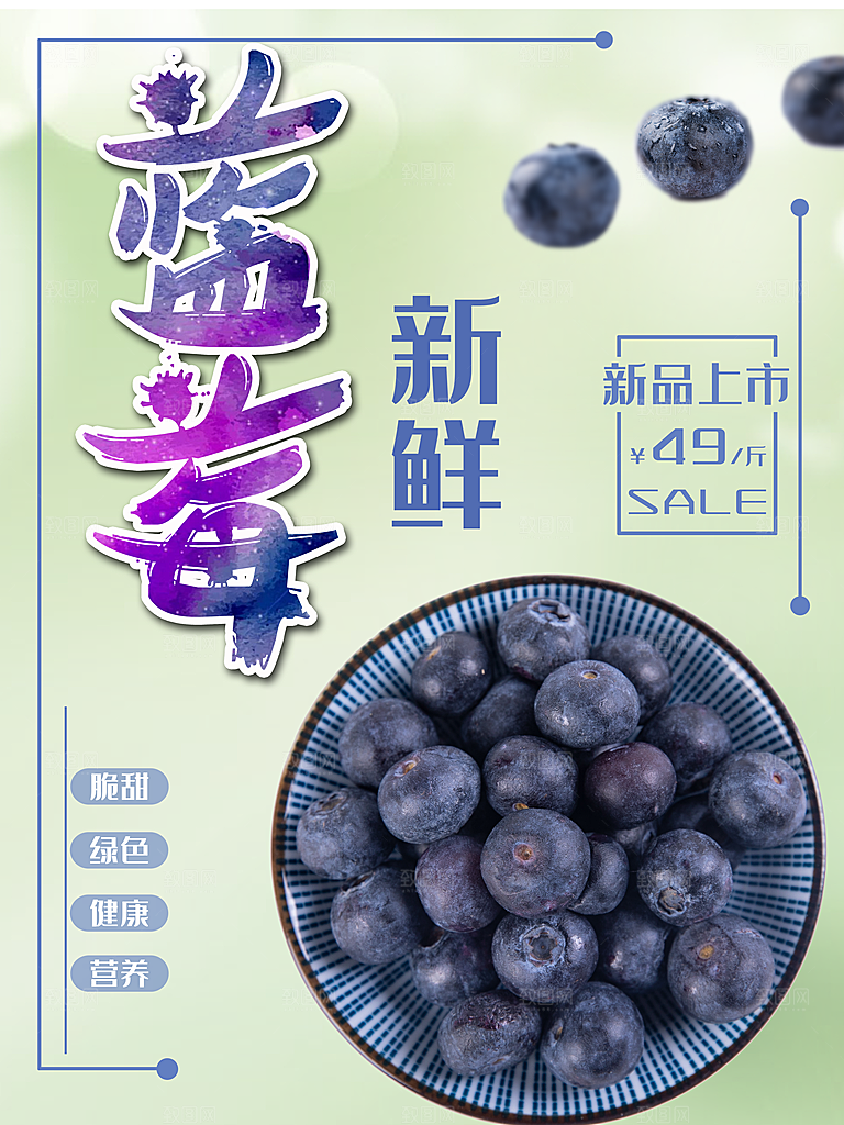 新鲜水果蓝莓海报