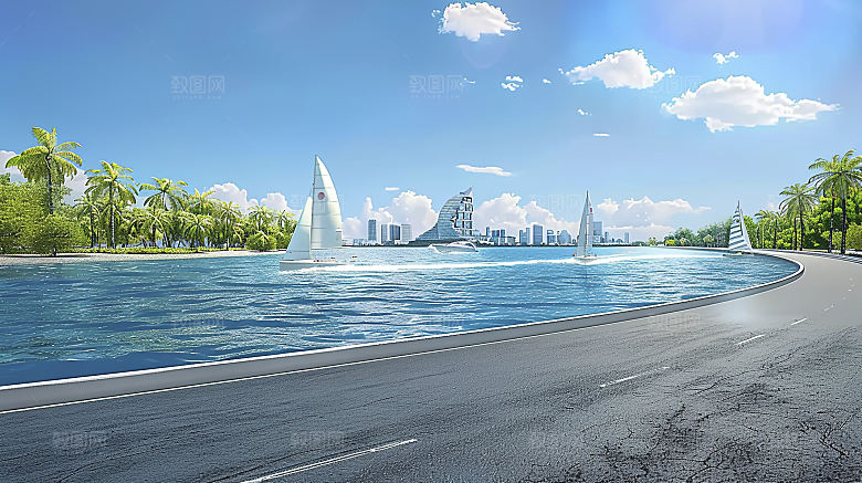 海边唯美风光自然宁静海岛高清天空