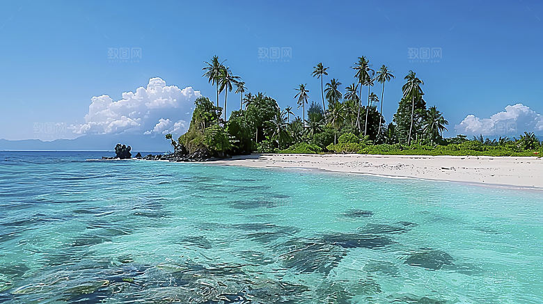 海边唯美风光自然宁静海岛高清天空