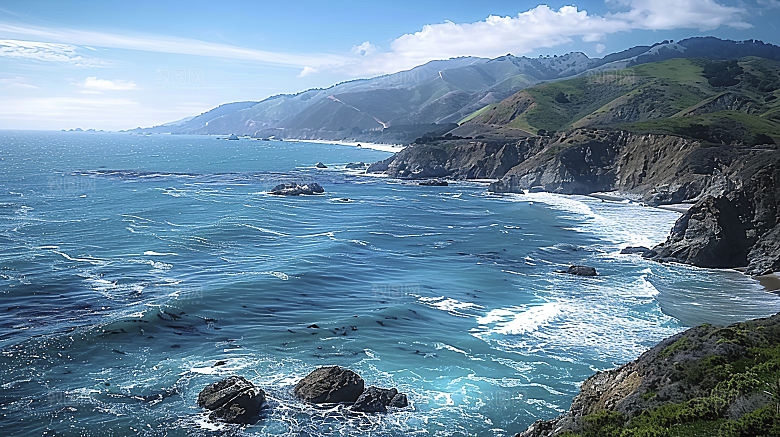 海边云彩海洋海水宁静唯美高清天空海岸
