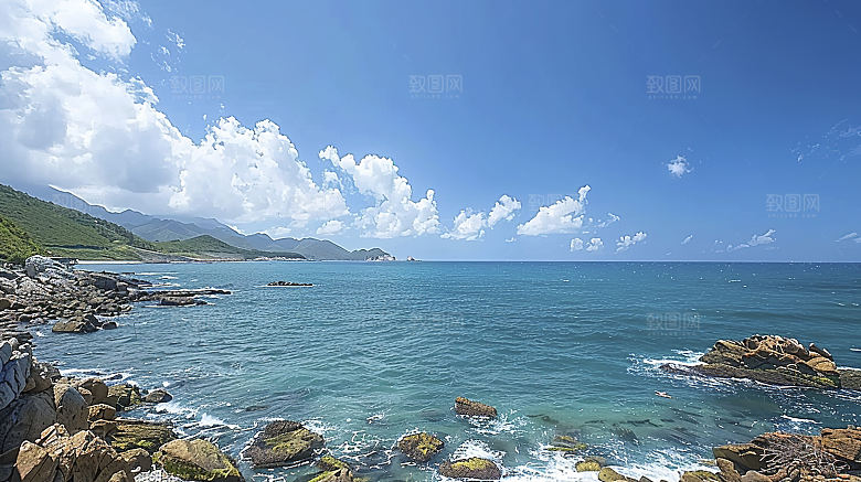 海边云彩海岛风光天空海滩海岸唯美宁静自然