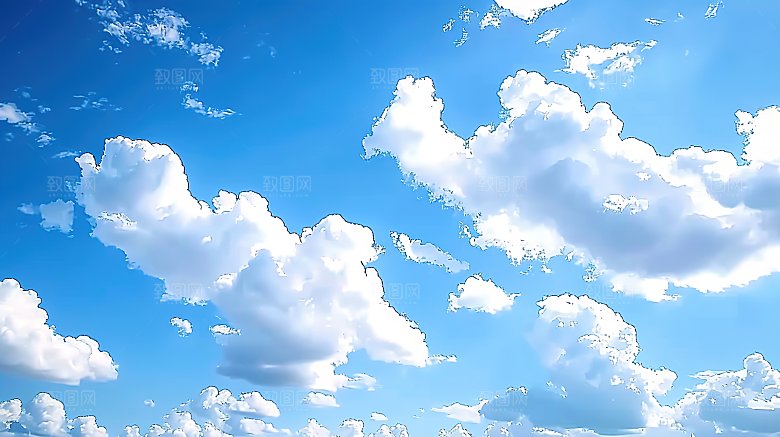 蓝天唯美宁静高清天空云层云彩自然白云