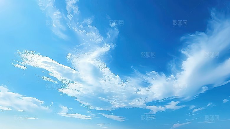 蓝天唯美宁静高清天空云层云彩自然白云