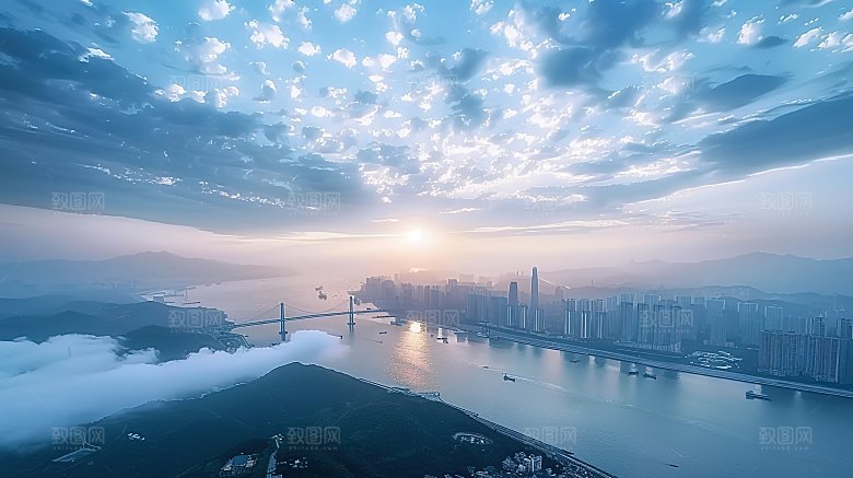 蓝天云雾意境唯美云层高清天空云景白云