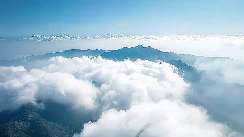 蓝天云雾云景高清云层白云意境天空唯美