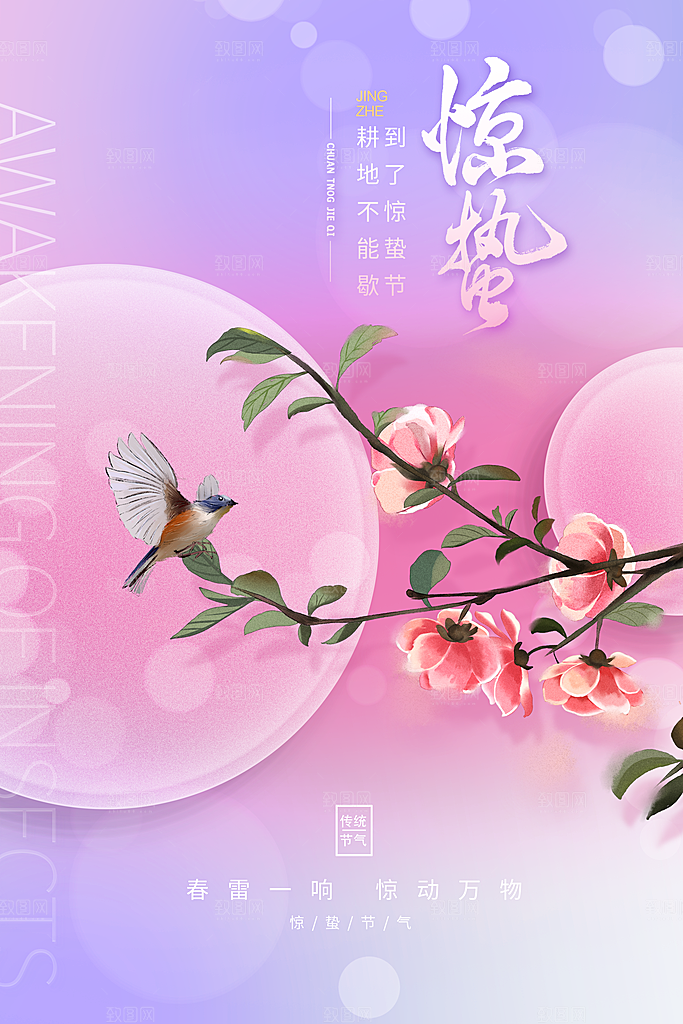 大气二十四节气惊蛰海报