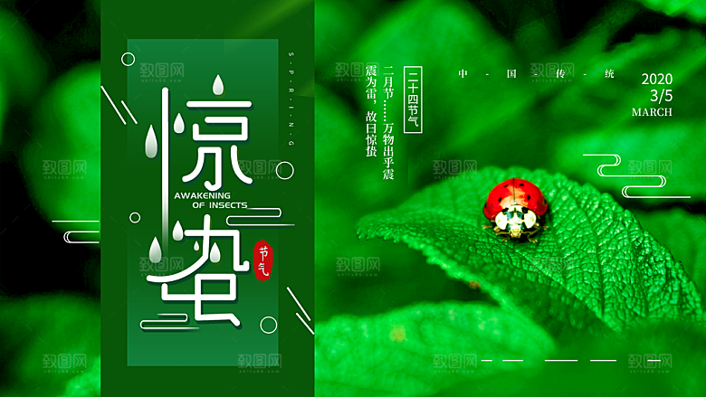 春季意境二十四节气惊蛰插画