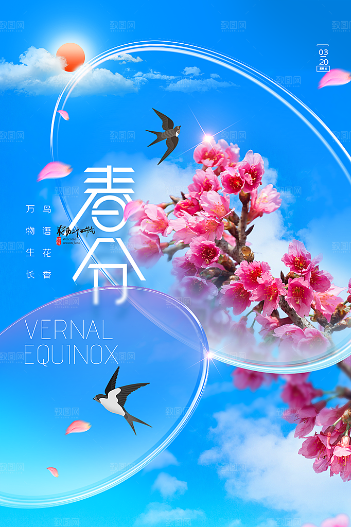 春分节气简约大气海报
