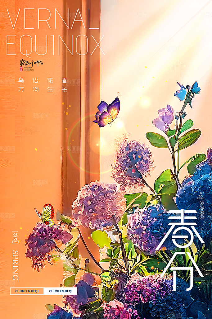 春分节气简约大气海报