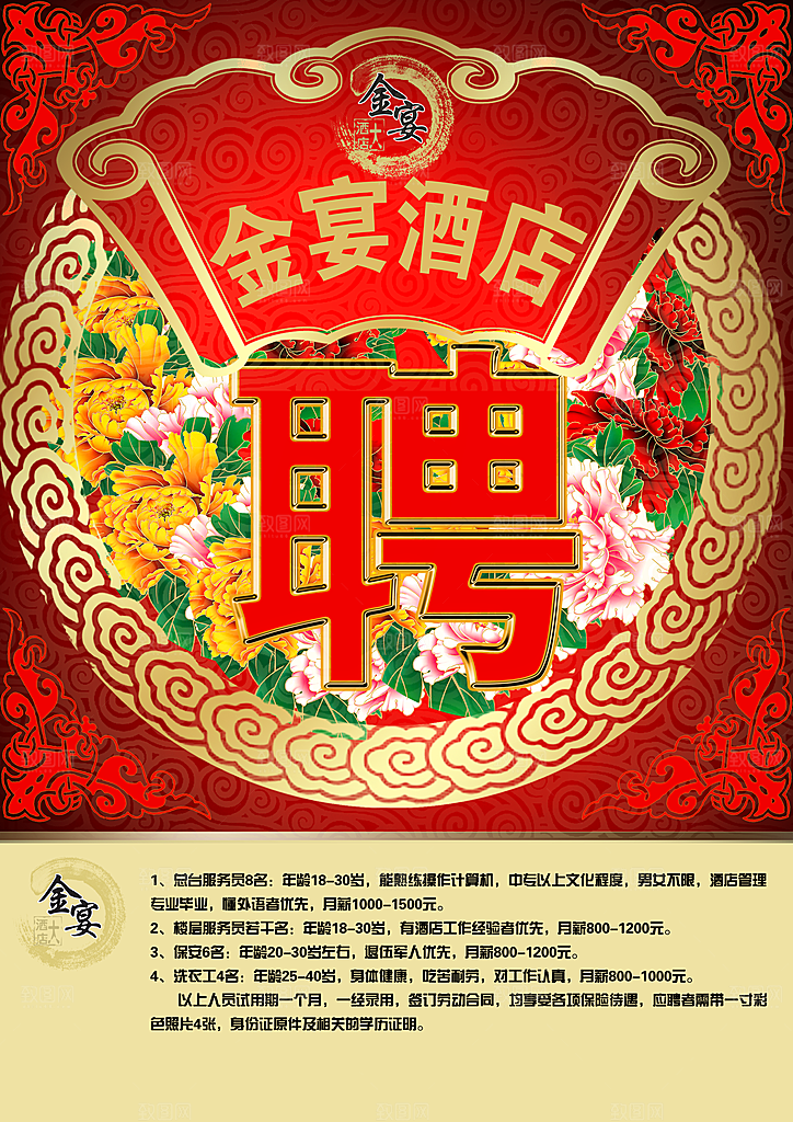 红色创意企业招聘宣传海报