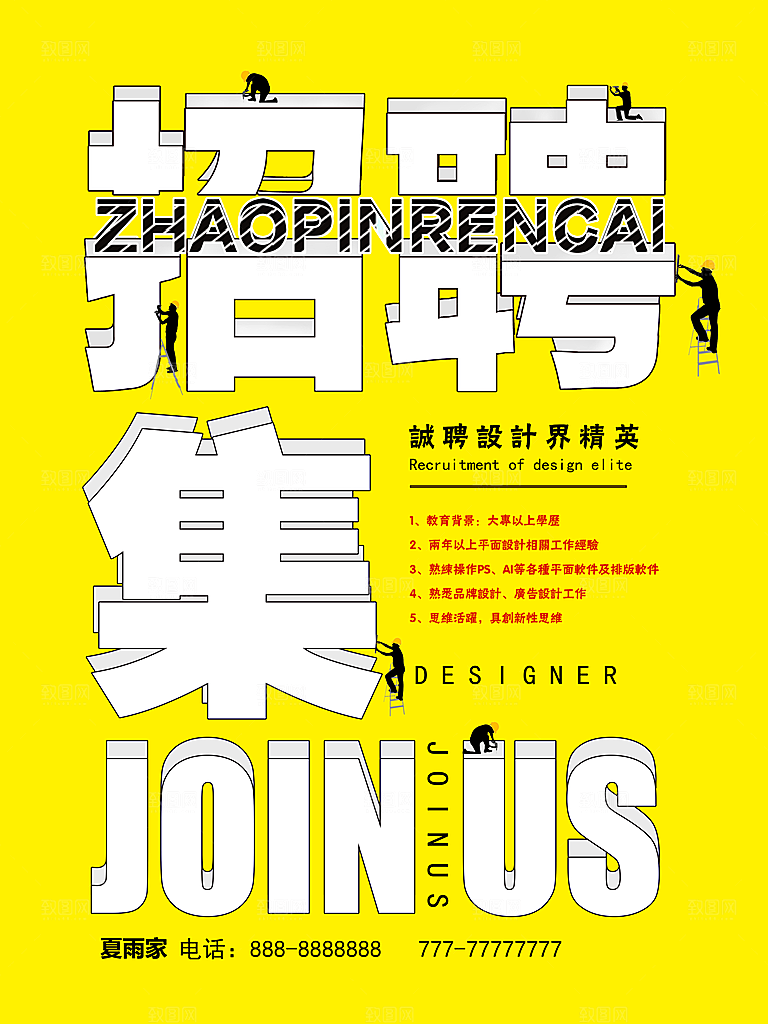 黄色招聘模版排版设计