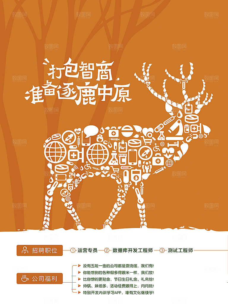 黄色招聘模版排版设计