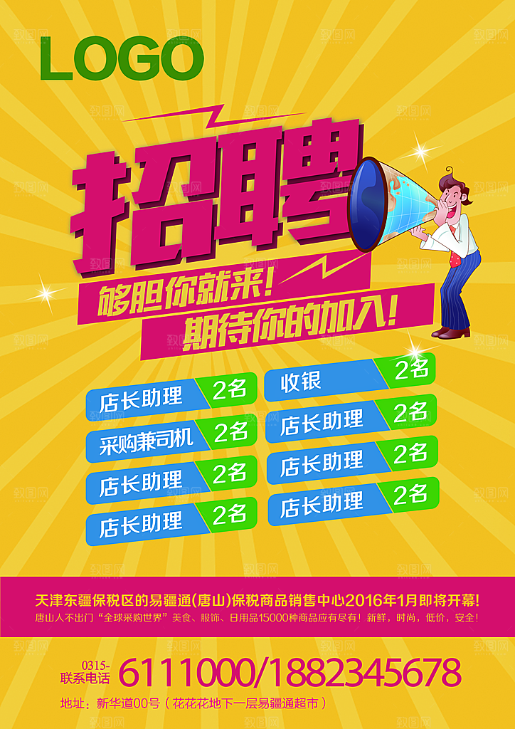 黄色招聘模版排版设计