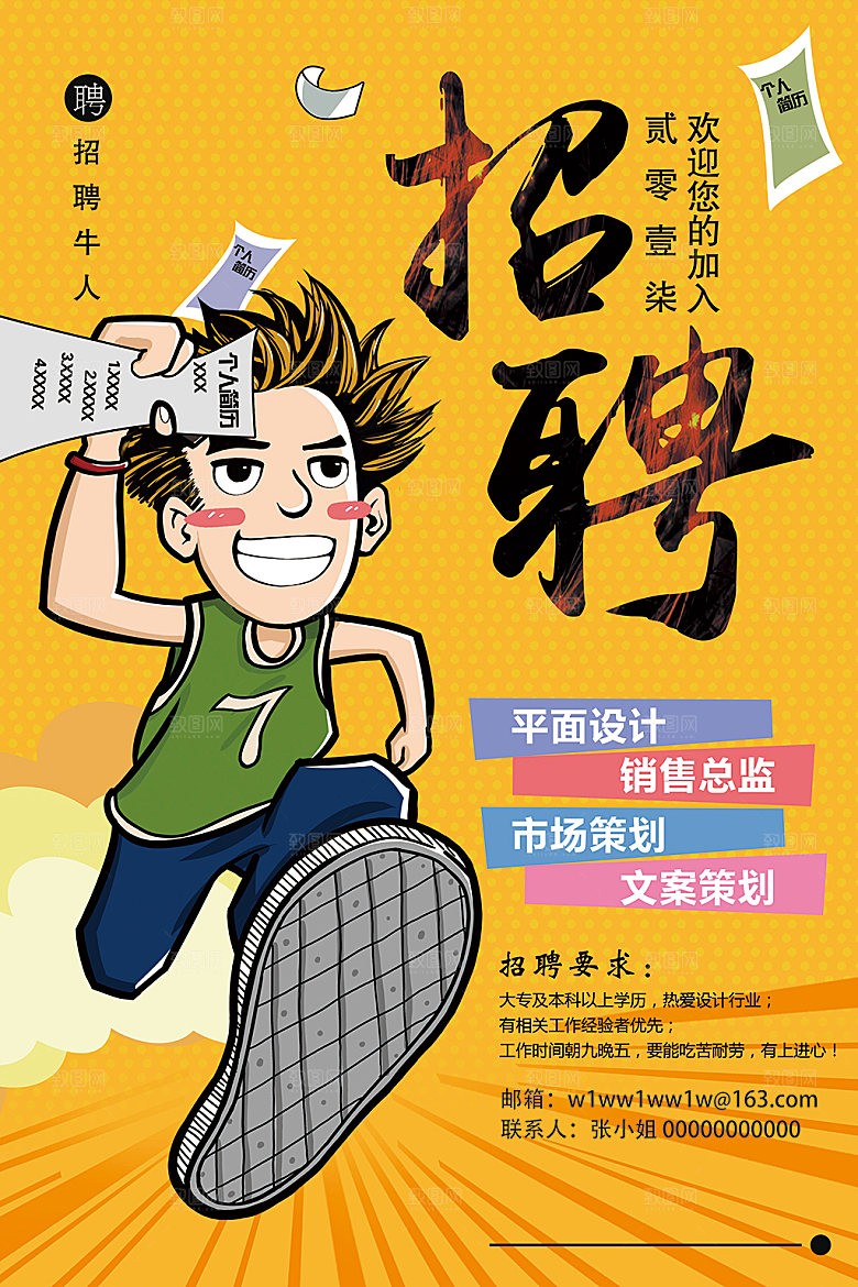 黄色招聘模版排版设计