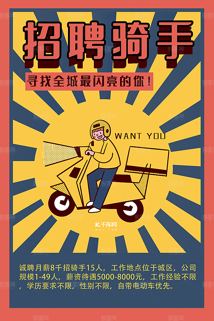 绿色小清新招聘海报模版排版