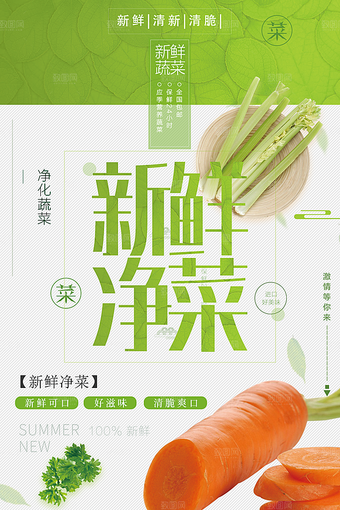 新鲜净菜宣传海报