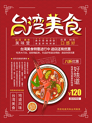 手绘卡通台湾美食