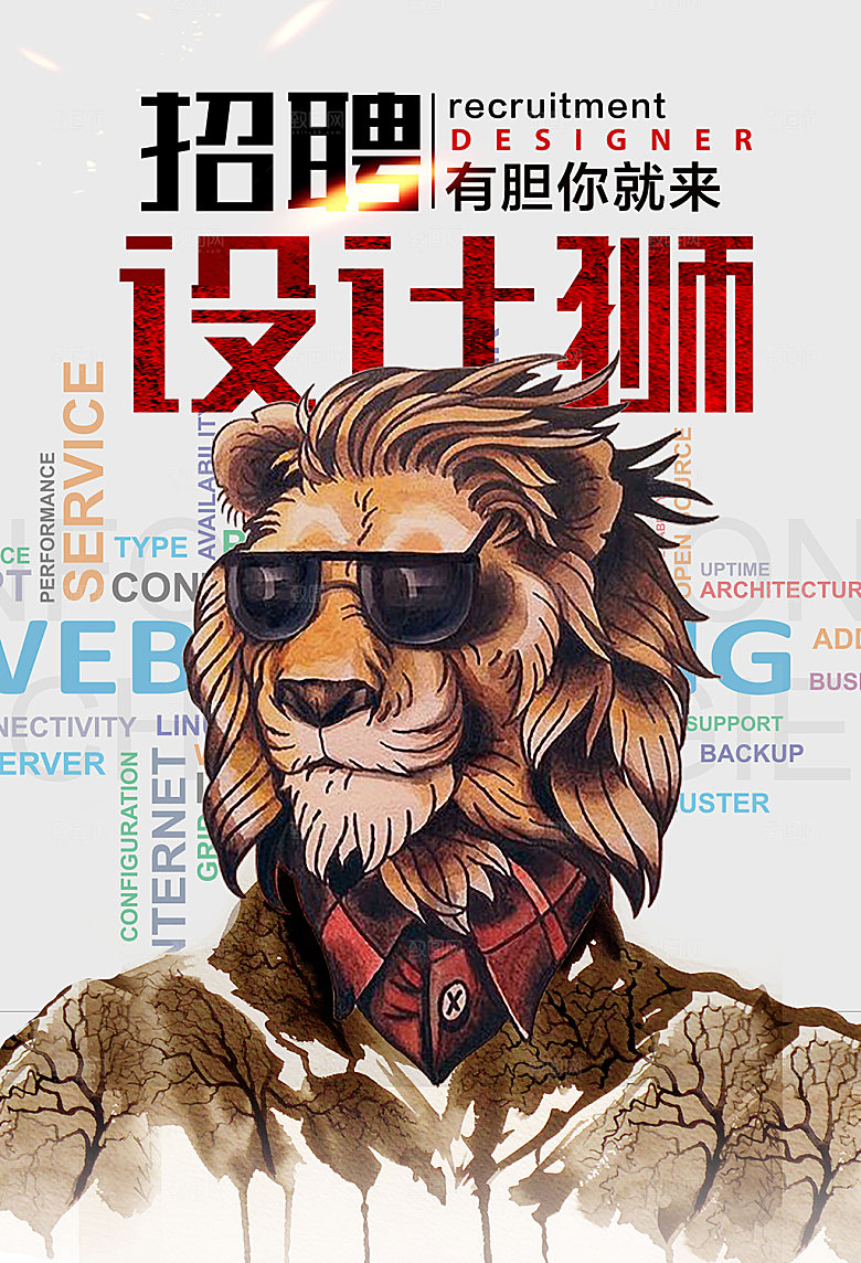 手绘卡通招聘海报