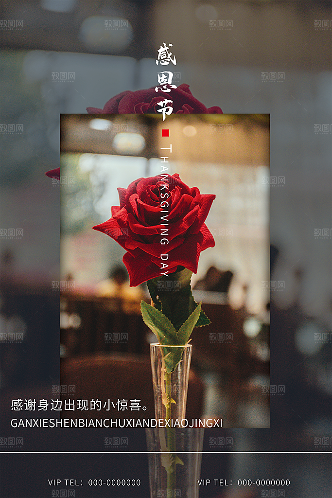感恩节节日简约大气海报