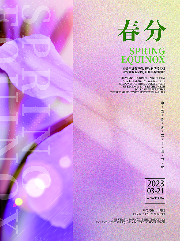 春分节气简约大气海报