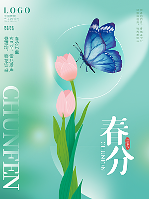 春分节气简约大气海报