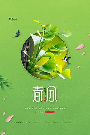 春分节气简约大气海报