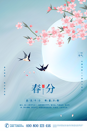 春分节气简约大气海报