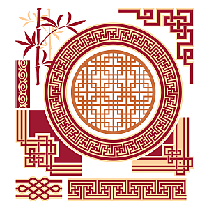 红色中国古典花纹边框素材