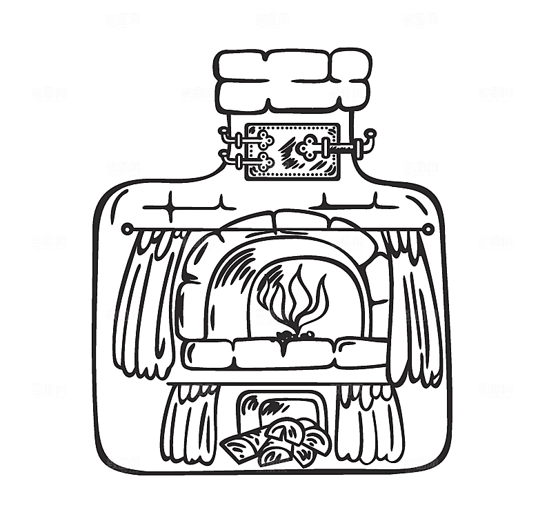 矢量卡通壁炉火炉插画素材