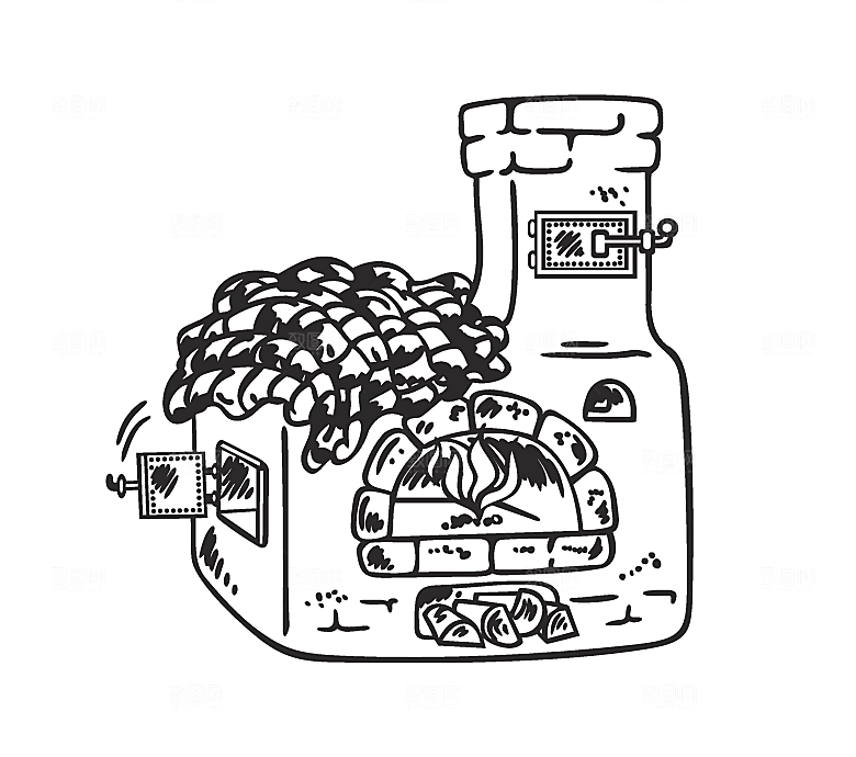 矢量卡通壁炉火炉插画素材
