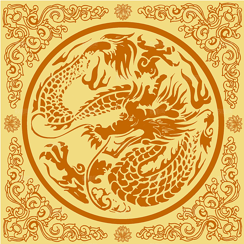 古典龙纹矢量底纹背景素材