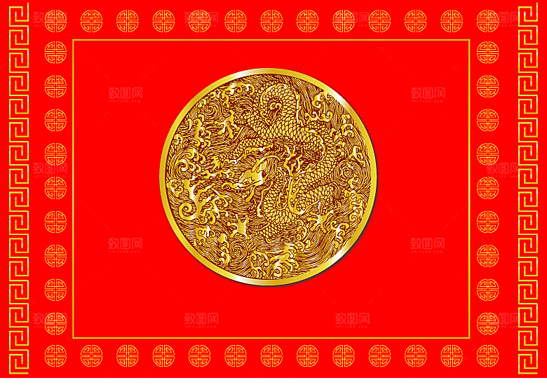 古典龙纹矢量底纹背景素材