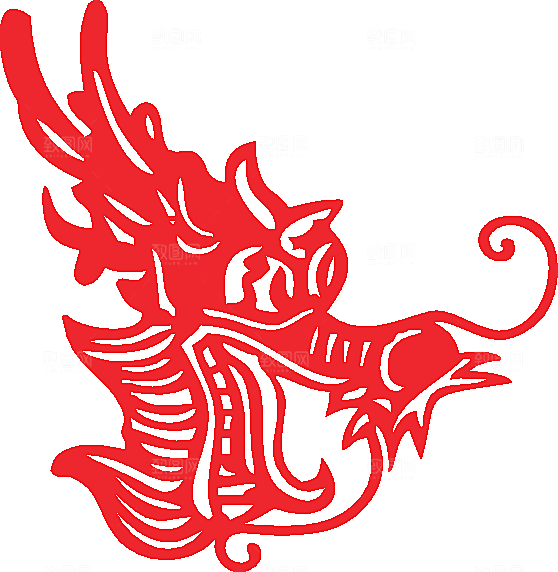 中国龙头剪纸矢量素材