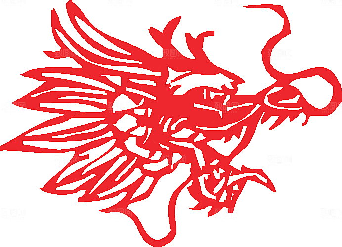 中国龙头剪纸矢量素材