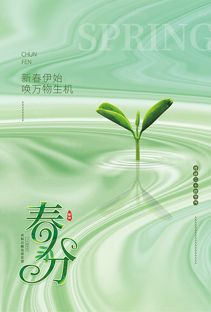春分节气简约大气海报