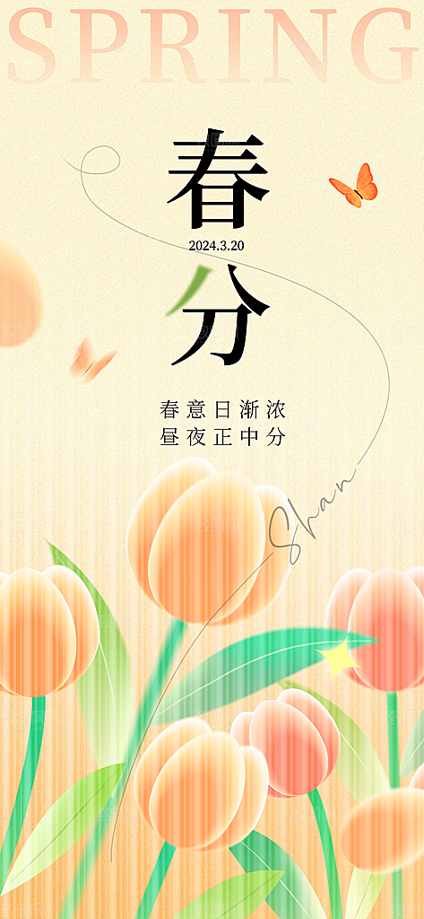 春分节气简约大气海报