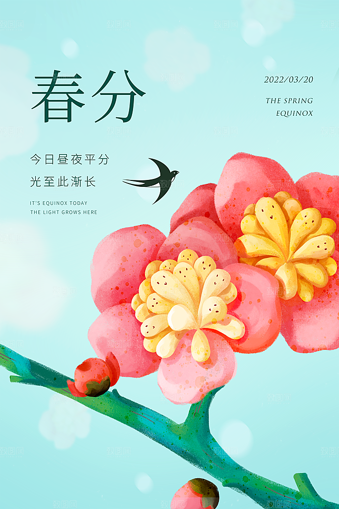 春分节气简约大气海报