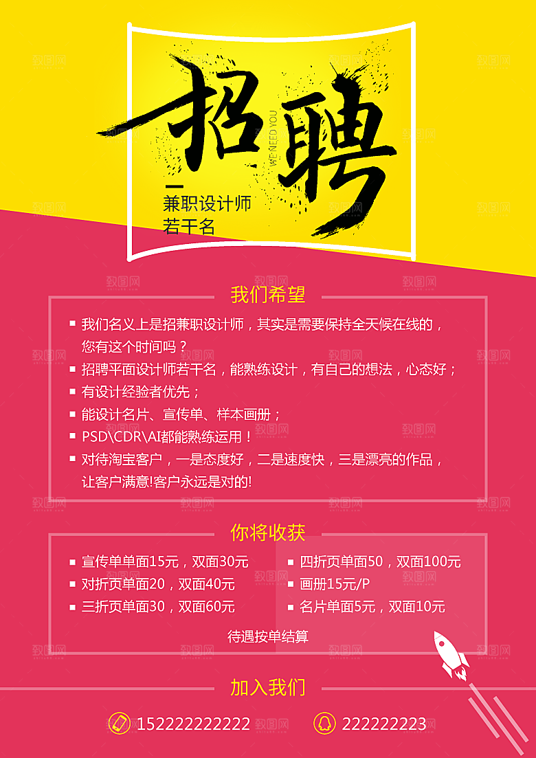 创意矢量简约招聘海报设计