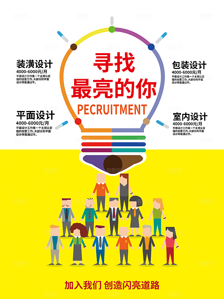 矢量企业商务招聘海报设计