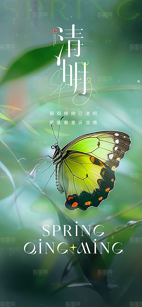 中国24节气清明节海报
