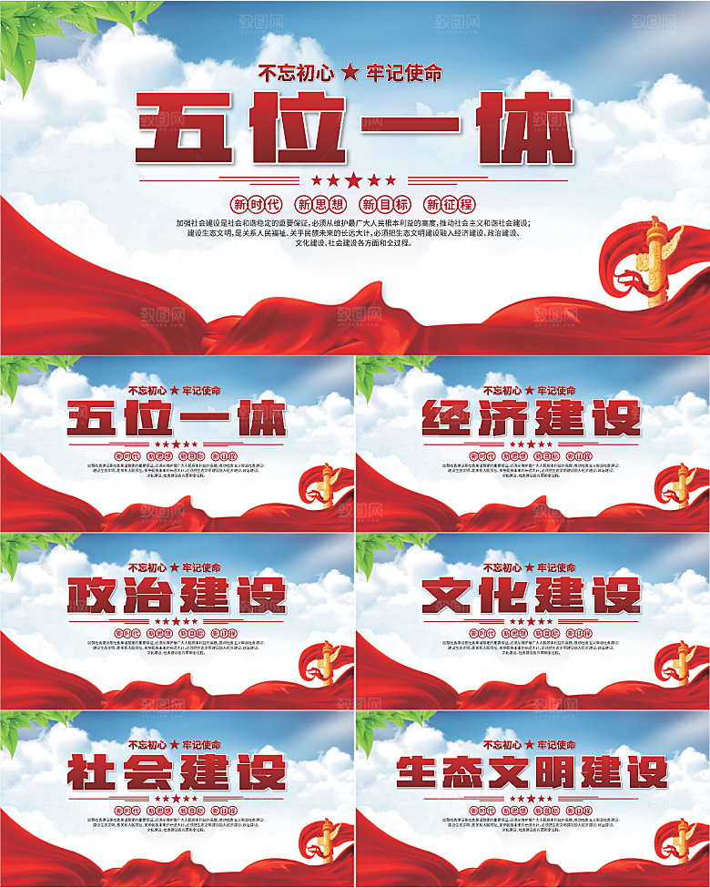 五位一体党建展板