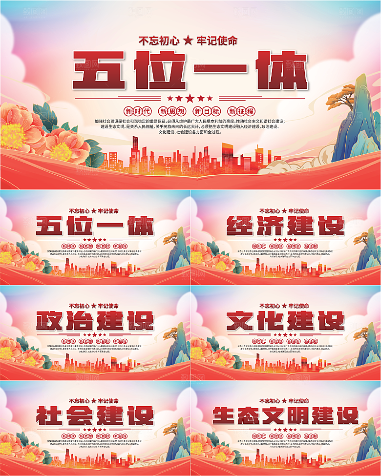 五位一体党建展板