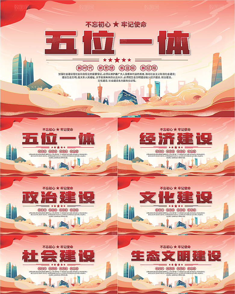五位一体党建展板系列